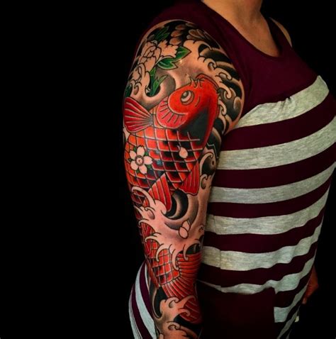 tatuaje japones brazo completo|tatuajes de carpas japonesas.